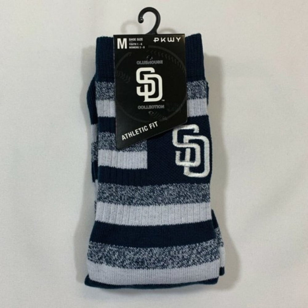 San Diego Padres PWKY Athletic Fit Socks Boy's Size M Navy Blue Tatis Machado